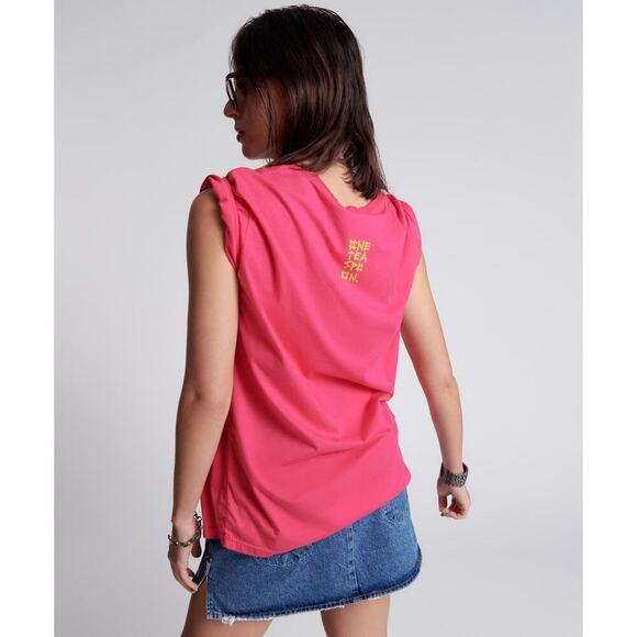 ONE TEASPOON Fluorescent Pink Glow One Teaspoon Logo Tee Shirt NWT Size XXL - Picture 2 of 6